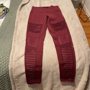 Maroon Moto Leggings